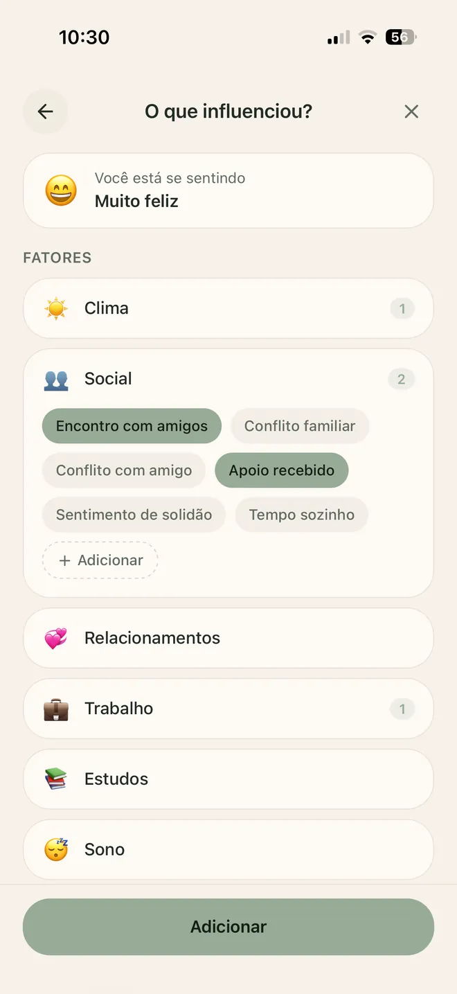 Fatores que influenciaram a emoção